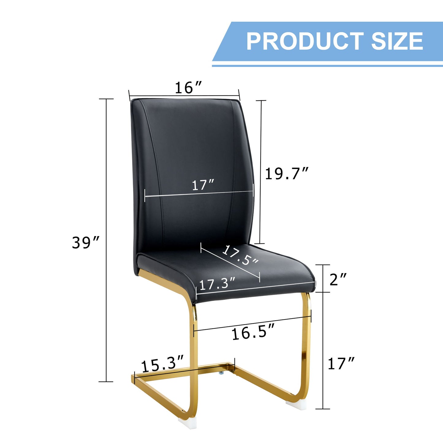Luxurious And Minimalist Chair Covers, 2 High Elasticity Dining Chairs Arched Legs - Black / Gold