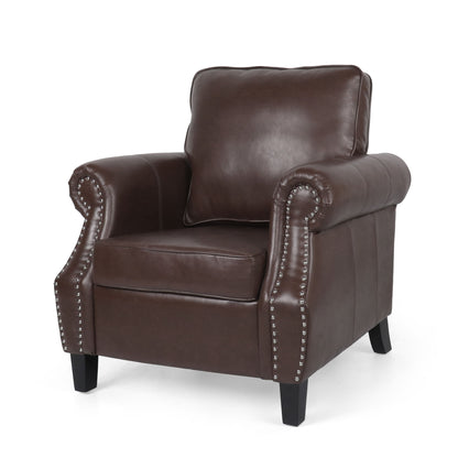 Contemporary Club Chair With Nailhead Trim And Rolled Armrests