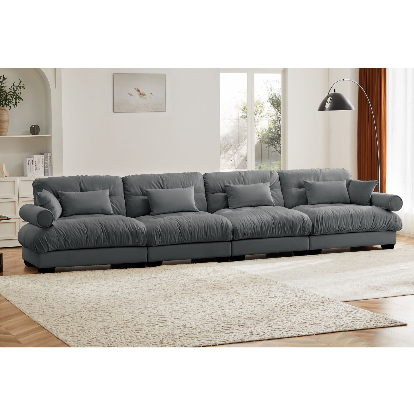 Super Comfort Oversized Modular Velvet Sectional Sofa, Deep Seat Convertible L Shaped Couch