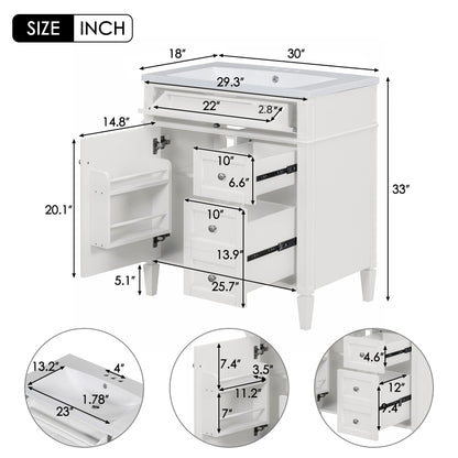 Bathroom Vanity With Top Sink, Storage Cabinet, 2 Drawers, Tip Out Drawer