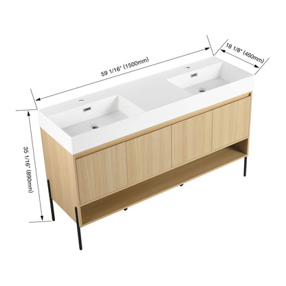Modern Bathroom Vanity Combo With Single Resin Sink And Storage Cabinet