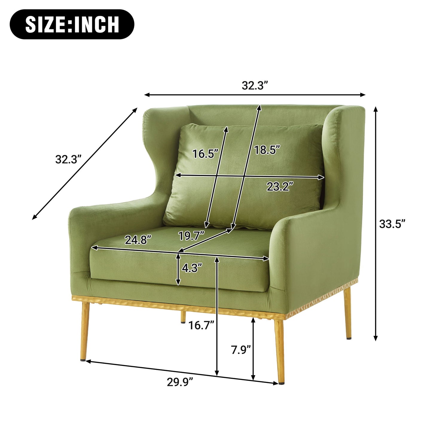 Elegant Curved Armrest Accent Armchair