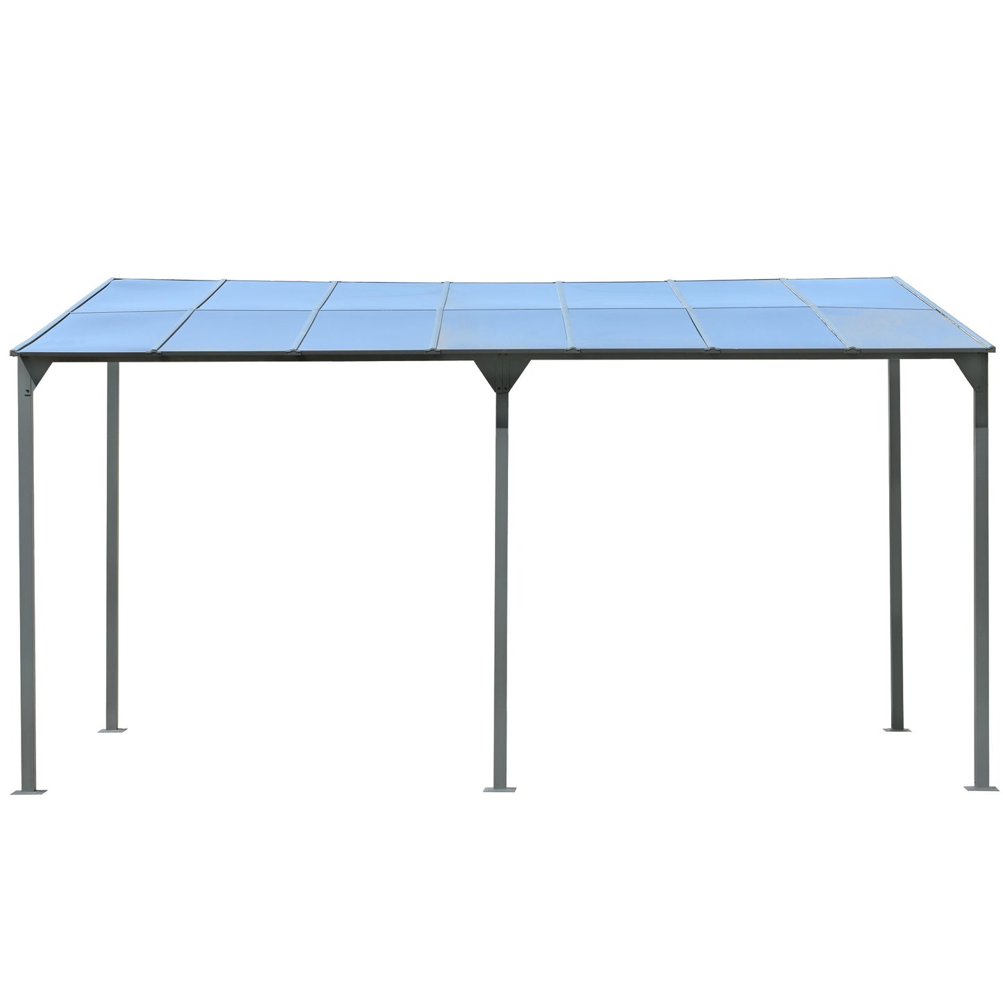 Outdoor Wall Mounted Gazebo With Sloped Roof Design, Uv Protection, And Durable Iron Frame - Gray