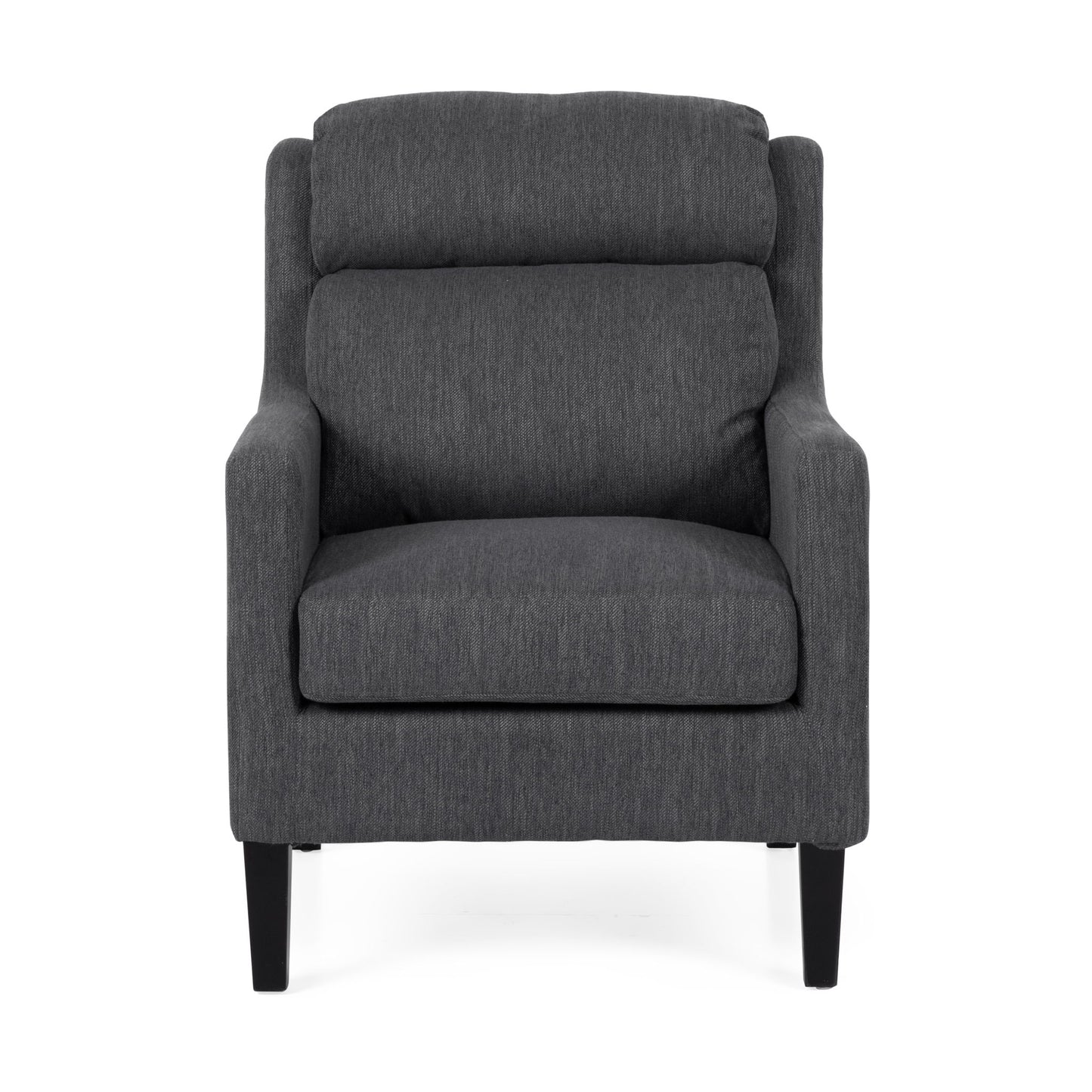 Contemporary Club Chair With Upholstered Fabric And Rubberwood Legs