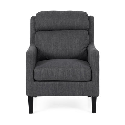 Contemporary Club Chair With Upholstered Fabric And Rubberwood Legs