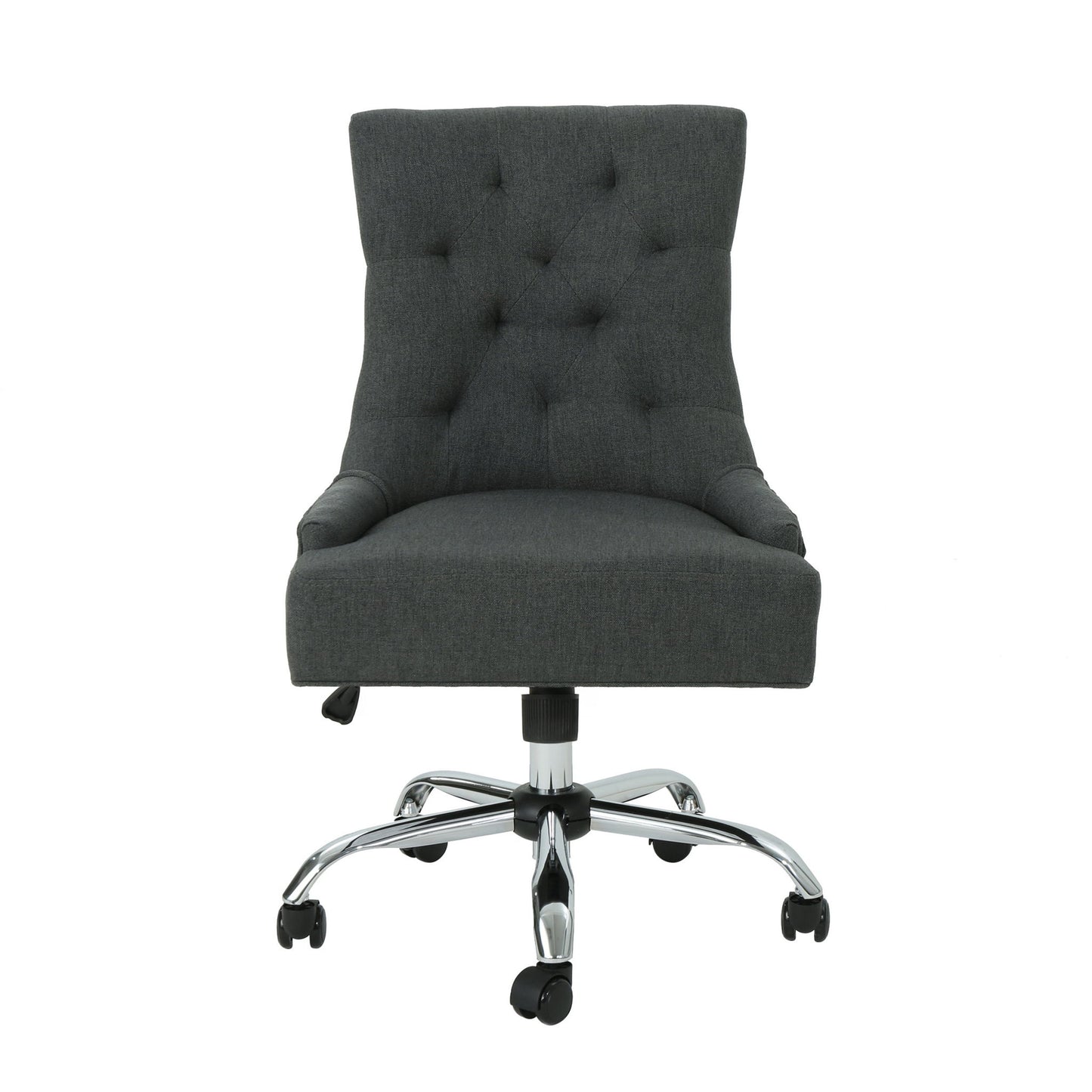 Glory Diamond Tufted Upholstered Office Chair With Rolling Casters And Sloped Arms - Dark Gray / Chrome
