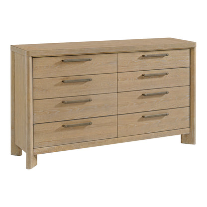 Contemporary 8 Drawer Dresser - Tan