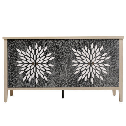 Modern Storage Cabinet With 4 Doors & Adjustable Shelves