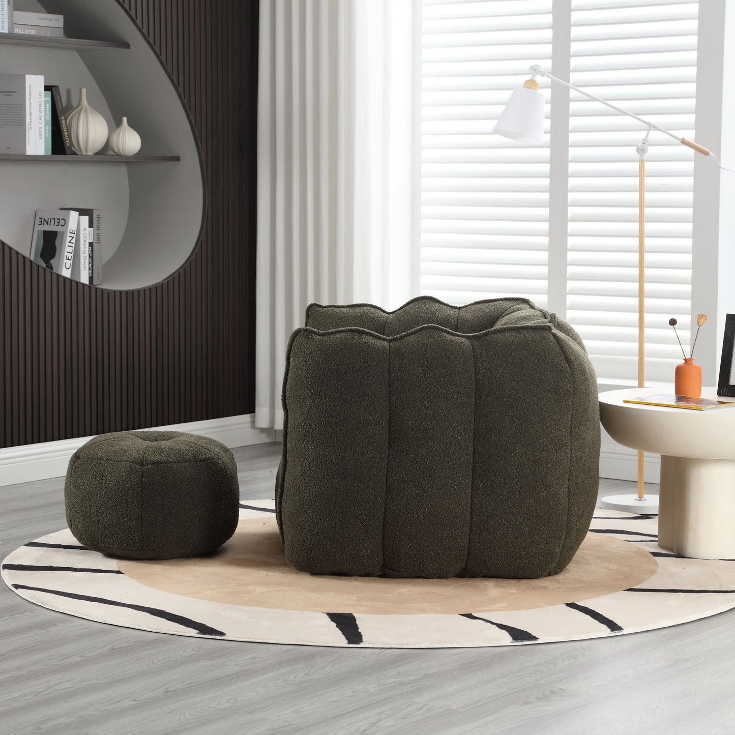 Soft Chenille Bean Bag Chair With High Resilient Foam