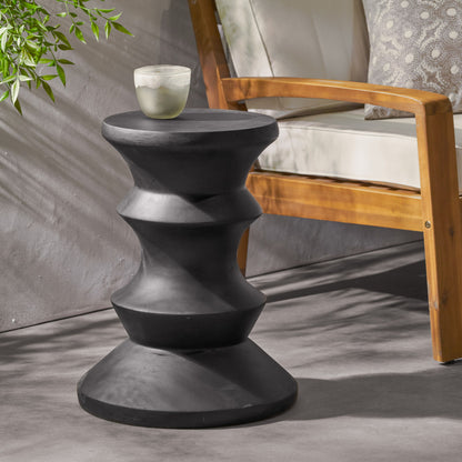 Side Table Modern Concrete Accent Piece - Black