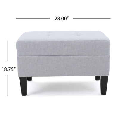Contemporary Ottoman Footstool With Tufted Upholstery - Light Gray