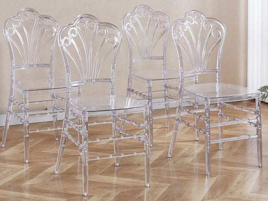Welding Chair, Dining Chair / Plastic Seat (Set of 4) - Transparent