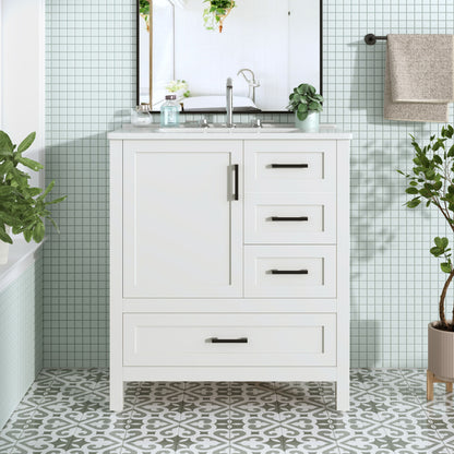 Modern Bathroom Vanity With Ceramic Sink, Solid Frame And Storage Solutions