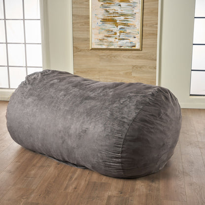 Flora - Traditional 6.5 Foot Suede Bean Bag - Charcoal