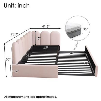 Upholstered Daybed With Metal Slatted Base