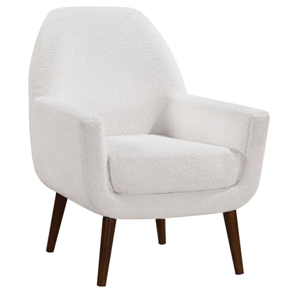 Prince - Mid Century Boucle Arm Chair With Solid Wood Legs - White