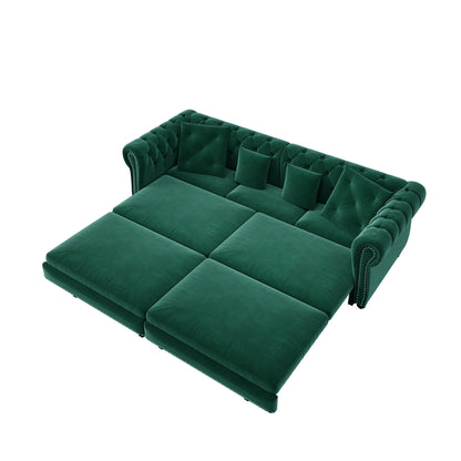 3 In 1 Convertible Sleeper Sofa Bed With Movable Ottoman