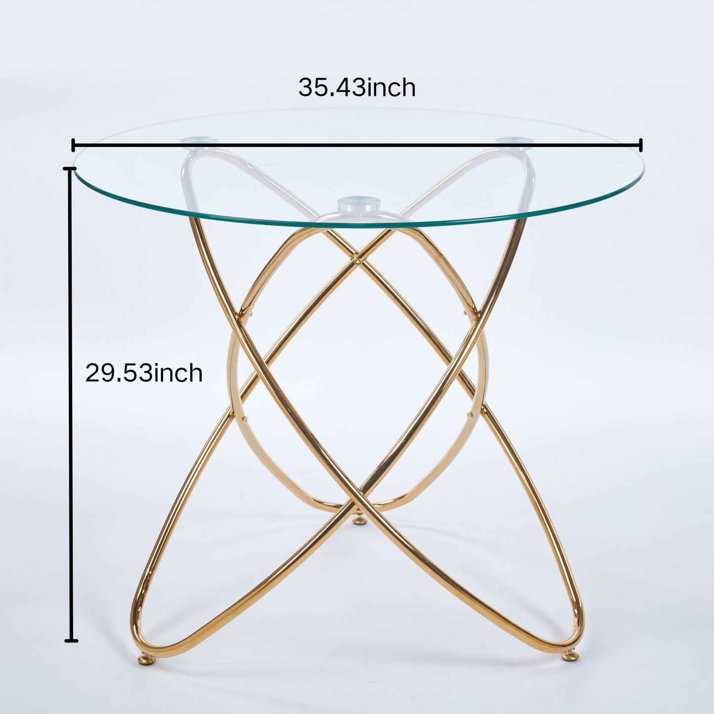 Metal Leg Dining Table With Tempered Glass Top