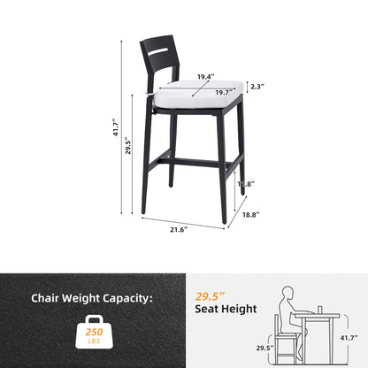 Modern Outdoor Bar Stools With Backrest And Footrest (Set of 2)
