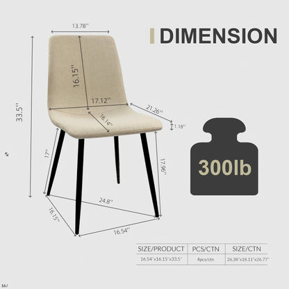 Modern Upholstered Dining Chairs With Cushion Seat And Sturdy Legs (Set of 4)