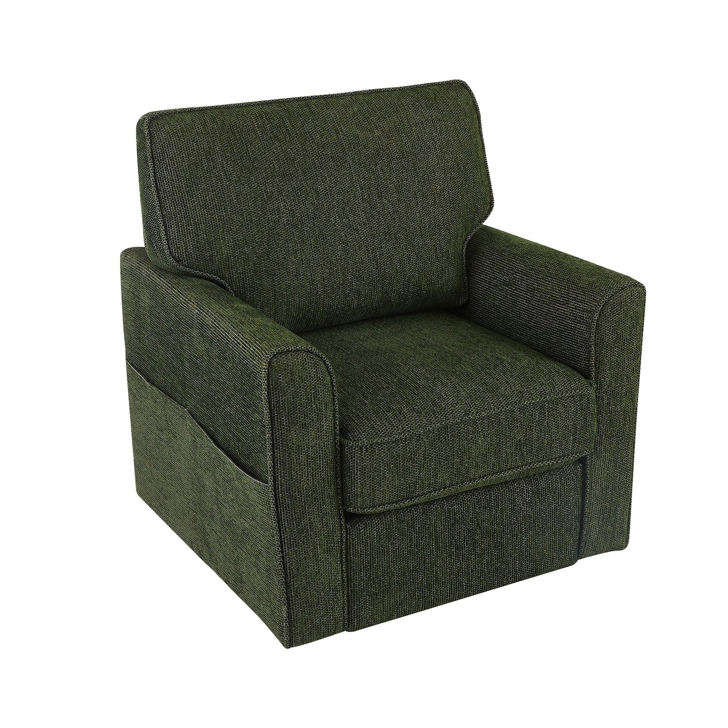 360° Swivel Accent Barrel Armchair With Side Pockets, Compact Design