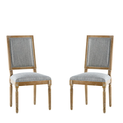 French Country Style Dining Chair With Upholstered Seating And Fluted Legs