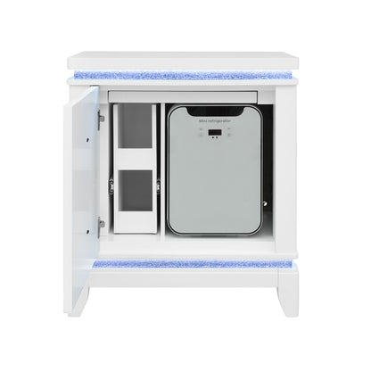 Adalid - Nightstand With Cooler, USB And Speaker - White