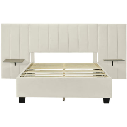 Upholstered Platform Bed With Big Headboard
