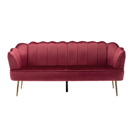 Modern Glam 3 Seater Sofa With Velvet Texture