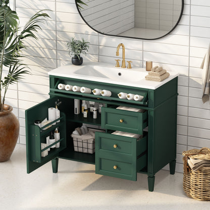 Bathroom Vanity & Top Sink, Modern Bathroom Storage Cabinet With 2 Drawers And A Tip-Out Drawer