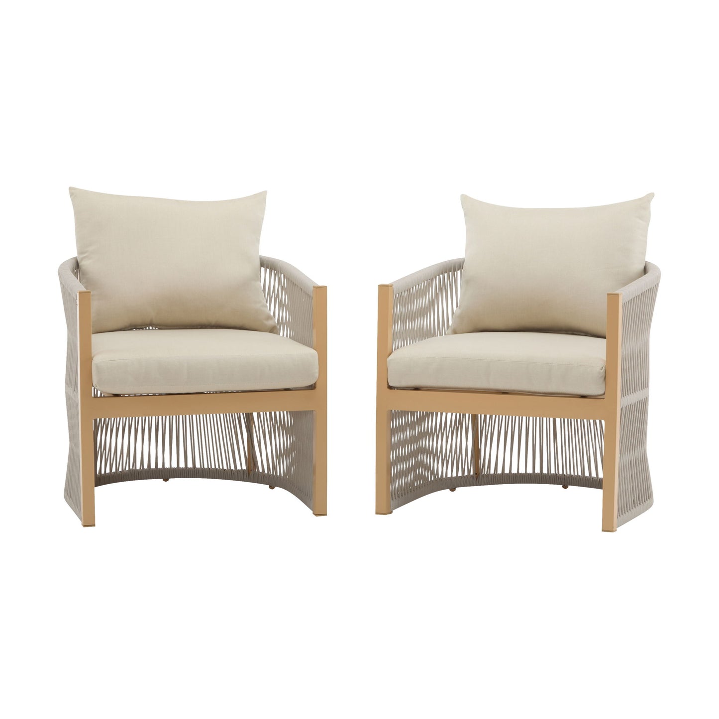 Modern Curved Aluminum Lounge Chair With Stylish Rope Weave Design And Cushioned Comfort For Outdoor