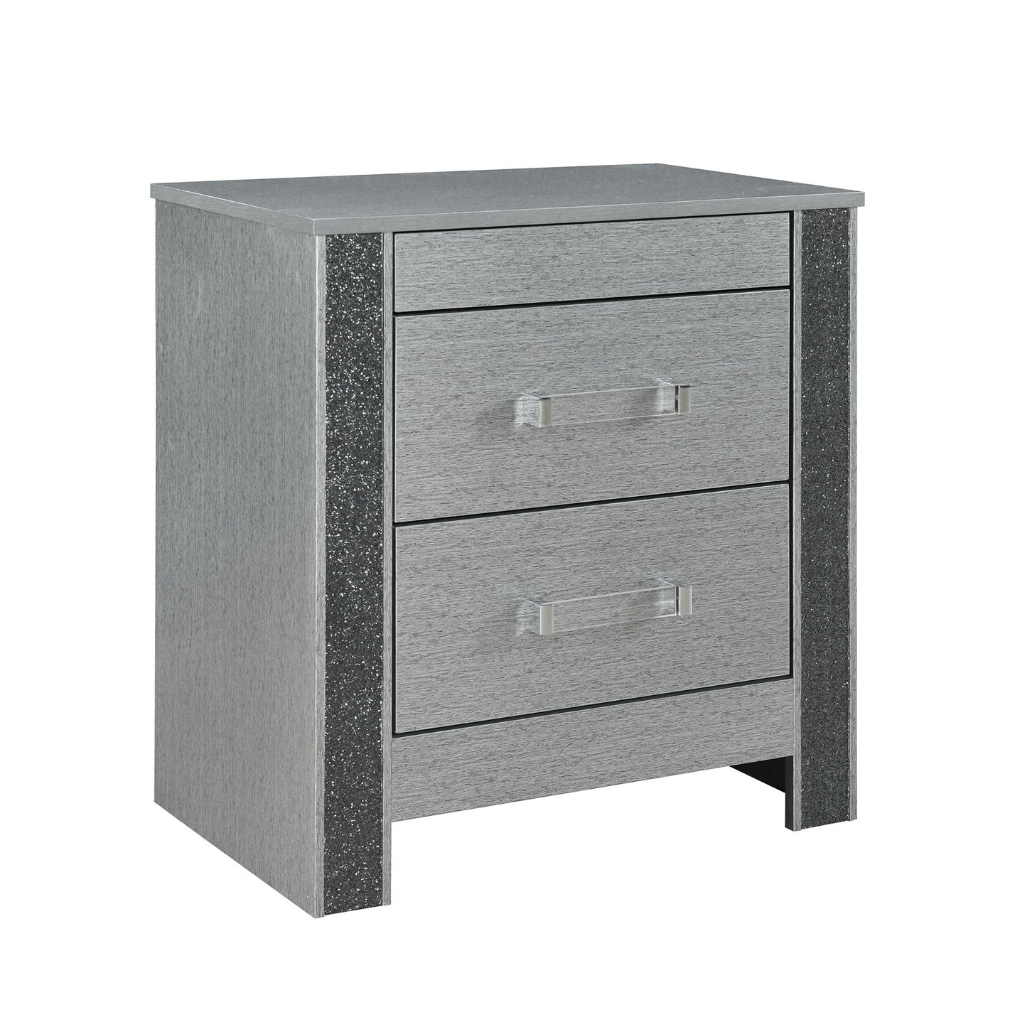 Lorenzo - Nightstand With Hidden Compartment And Handles - Silver