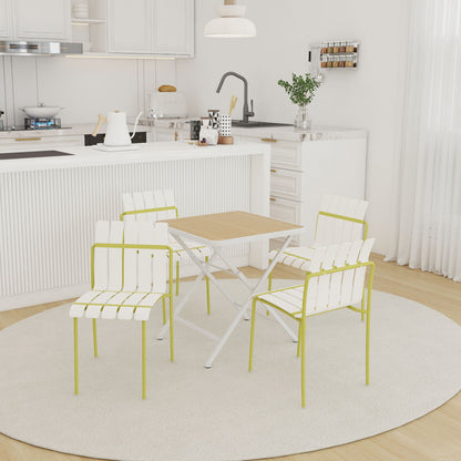 4 Piece Set Of Modern Color Block Designed Single Chairs With Folding Square Table