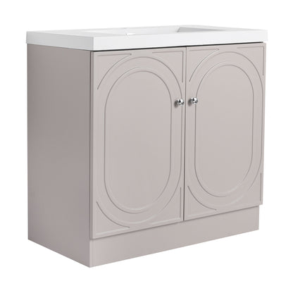 Contemporary Freestanding Bathroom Vanity With Resin Sink & Soft-Close Cabinet Doors