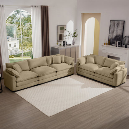 Elegant Corduroy Oversized Sectional Sofa Set With Deep Seats And Flexible Layout