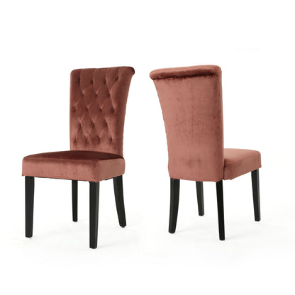 Elegant Velvet Tufted Dining Chair - Blush