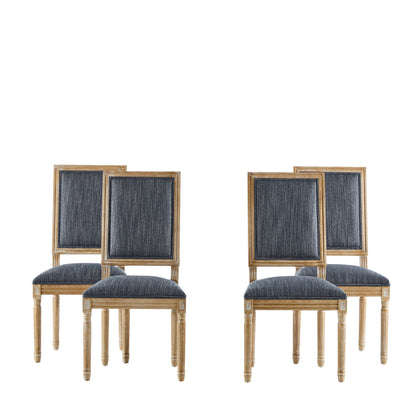 French Country Style Dining Chair With Upholstered Seating And Fluted Legs