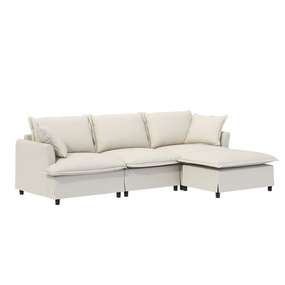 Sectional Sofa With Ottoman Cloud Couch Set With Throw Pillows, Free Combination