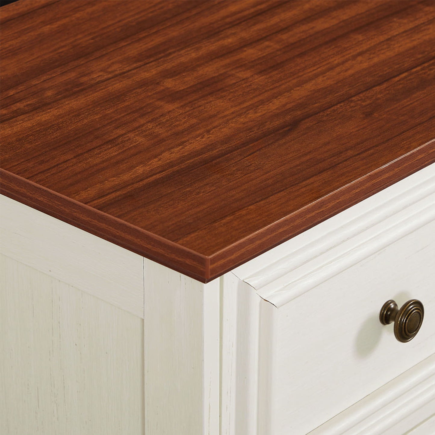 Farmhouse Vintage 7 Drawers Dresser With Natural Texture