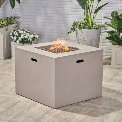 Outdoor Patio Square Gas Burning Concrete Fire Pit 40,000 Btu