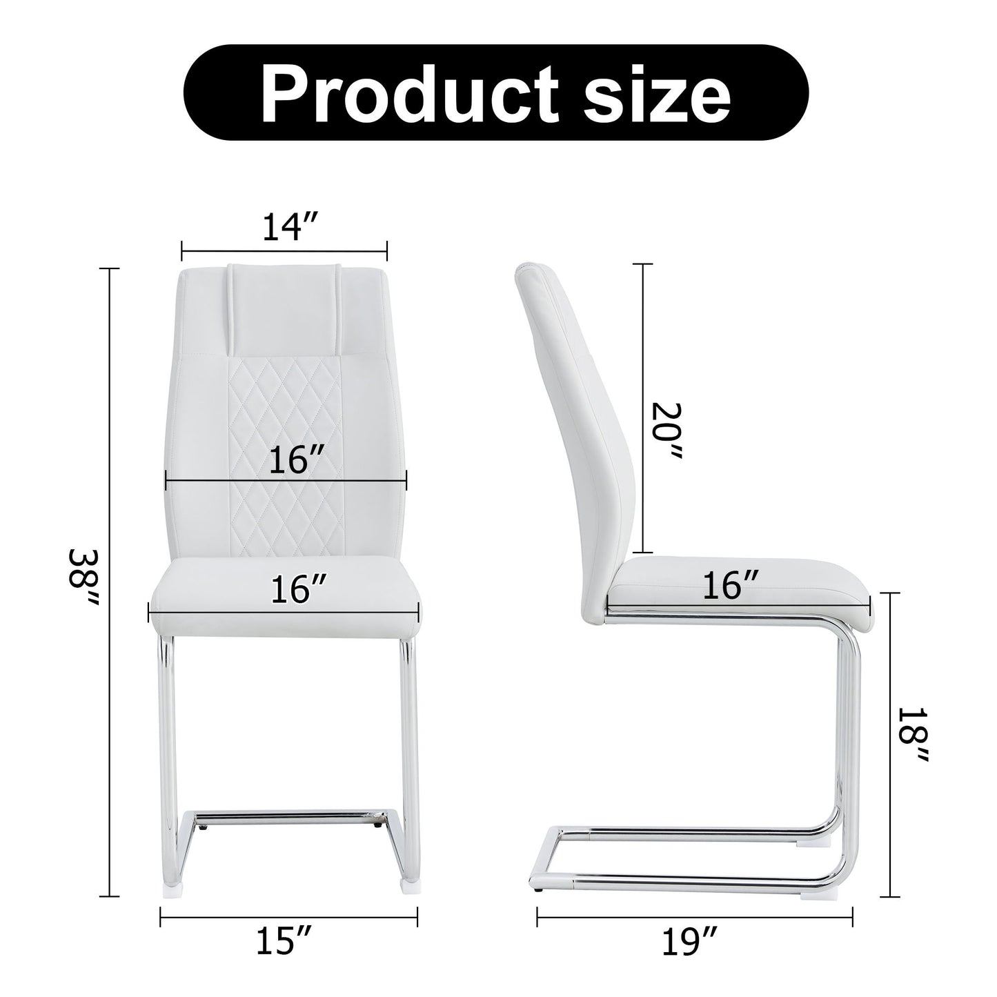 Modern Dining Chairs With Padded Seat, Metal Legs
