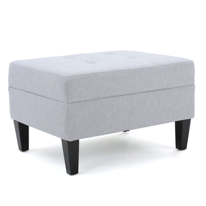 Contemporary Ottoman Footstool With Tufted Upholstery - Light Gray