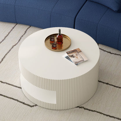 Round Coffee Table With Storage, Vertical Stripe Design