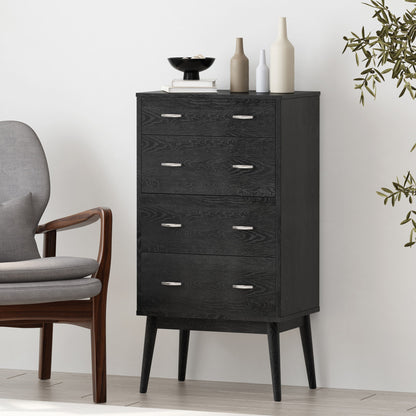 Wilbur - Faux Wood And Rubberwood 4 Drawer Dresser - Black