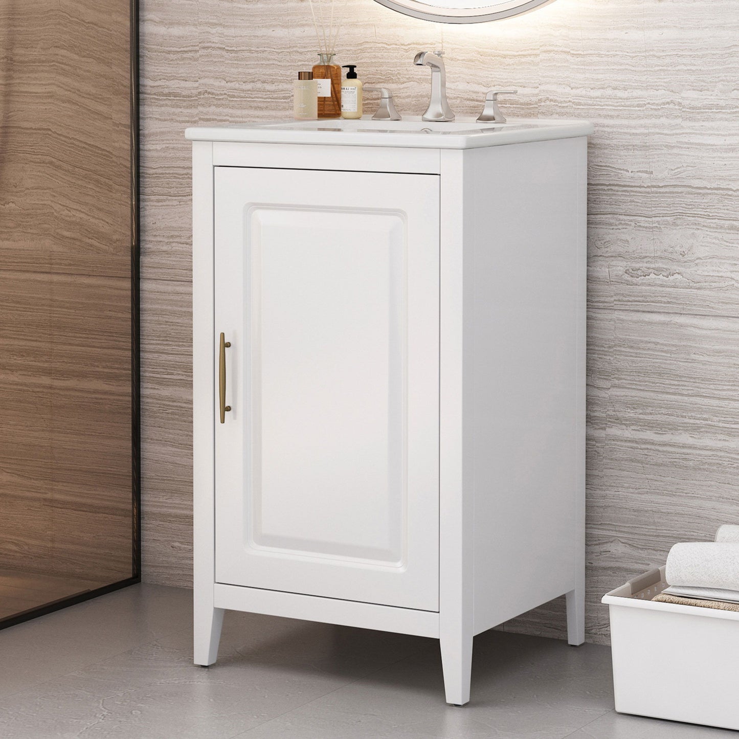 Modern Bathroom Vanity With Sink, Functional Drawer, Soft- Closing Door