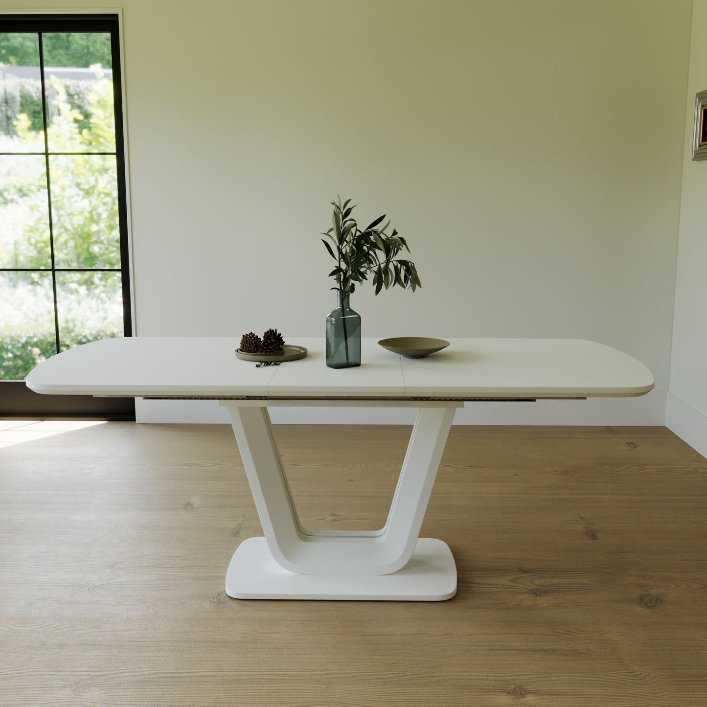 Modern Industrial Style Expandable Dining Table With U Shaped Legs - Antique Gray White