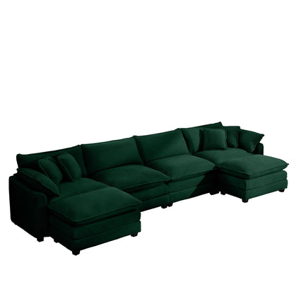 Modern Oversized Modular Cushion Sofa With Ottoman, Low Back, Deep Seating Sofa Set