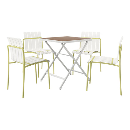 4 Piece Set Of Modern Color Block Designed Single Chairs With Folding Square Table