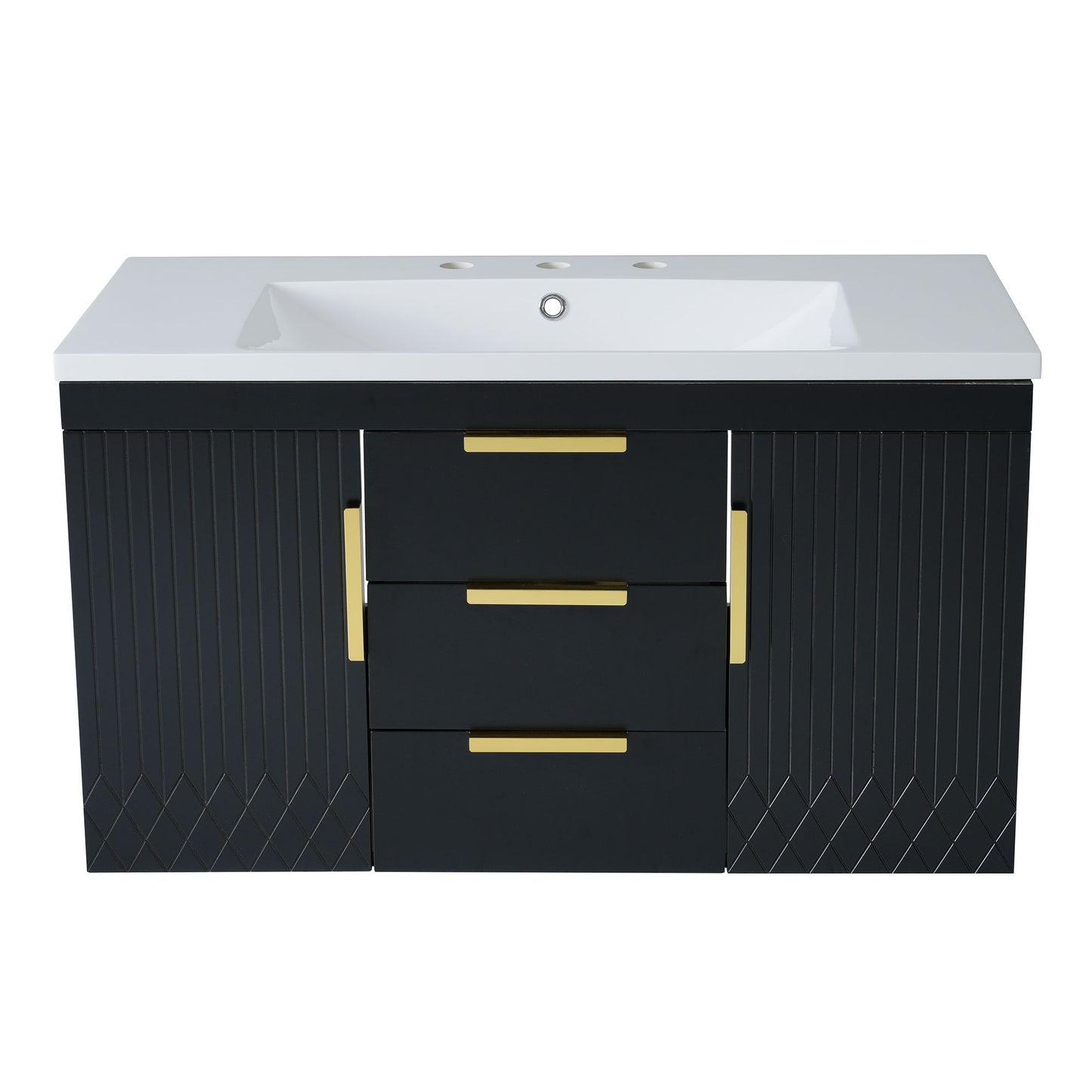 Wall Mounted Bathroom Vanity With Sink, Floating Storage Cabinet With 2 Drawers