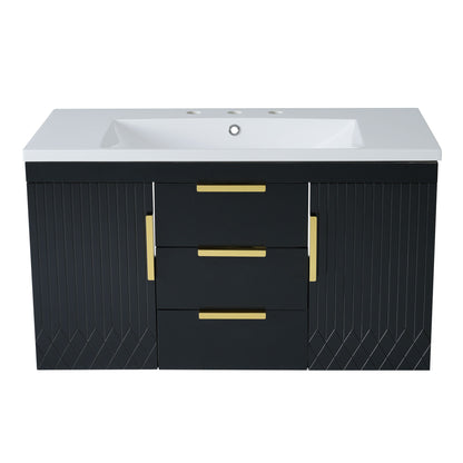 Wall Mounted Bathroom Vanity With Sink, Floating Storage Cabinet With 2 Drawers